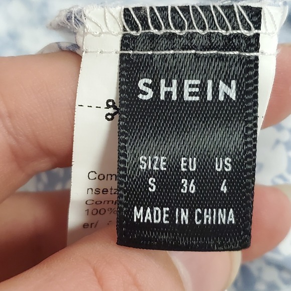 Shein Womens Dainty Floral Babydoll Milkmaid Midi Dress‎ Size 4 Blue Coquette - Picture 4 of 11